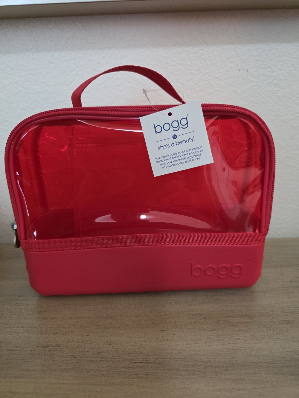 Clear Red Travel Cosmetic Bag